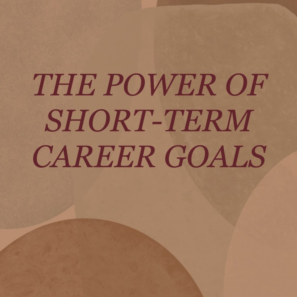 Watercolour illustrated brown and muted brown background with the post title "The power of short term goals" mentioned.